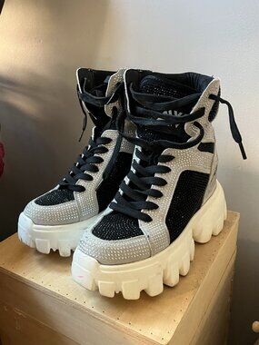Anthony Wang Rhinestone High Top Platform Sneakers